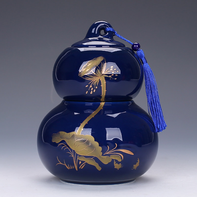 Loaded Tea Leaf Jar Ceramic Seal Pot Gourd Small Number Deposit Tea Jar Home Large Storage Tank Tea Packaging Box Customized
