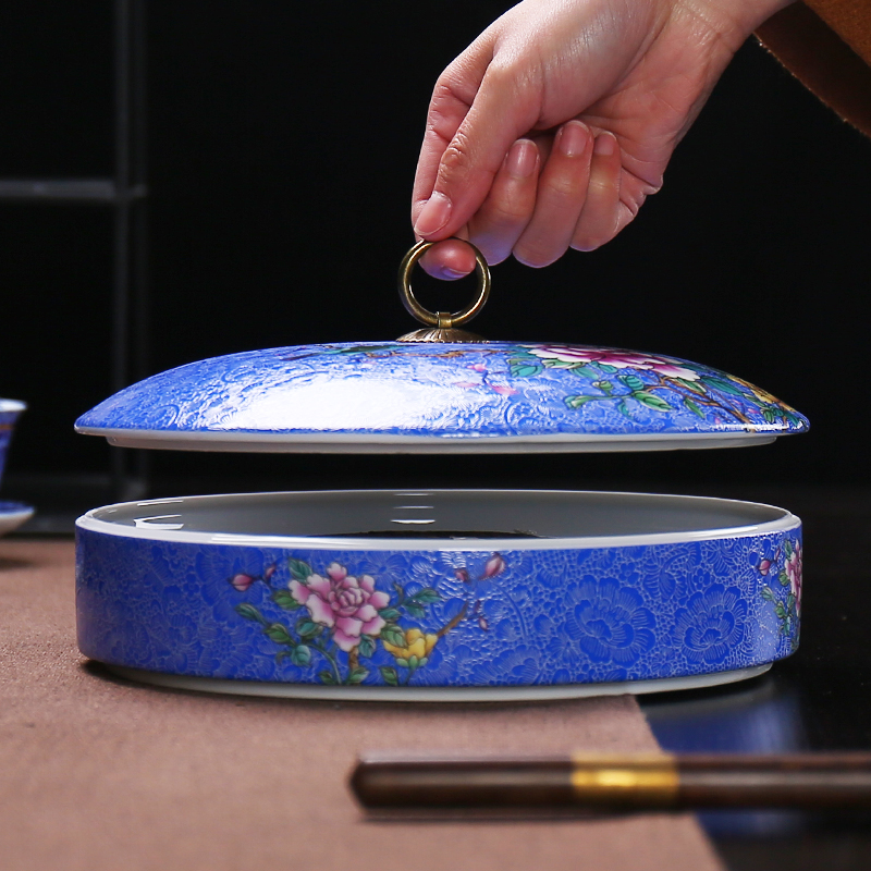 Colored enamel caddy fixings ceramic seal pot pu 'er tea cake receive a box of white tea cake packaging household wake POTS