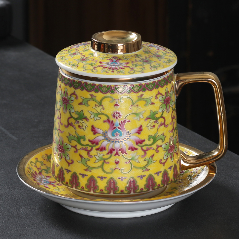 High - end gift and cup with cover filter tea household glass ceramic boss glass tea cup of office