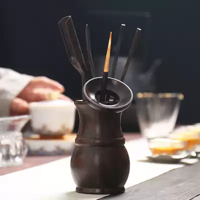Ebony solid wood tea ceremony six gentlemen set household tea clip Tea spoon Pu'er tea knife Tea needle Kung Fu tea accessories