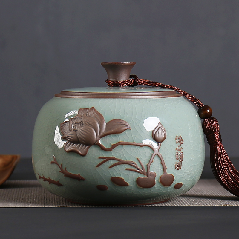 Devoted to inflammation of the elder brother of the celadon up caddy fixings ceramic seal tank large coarse TaoCun tank puer tea caddy fixings big yards
