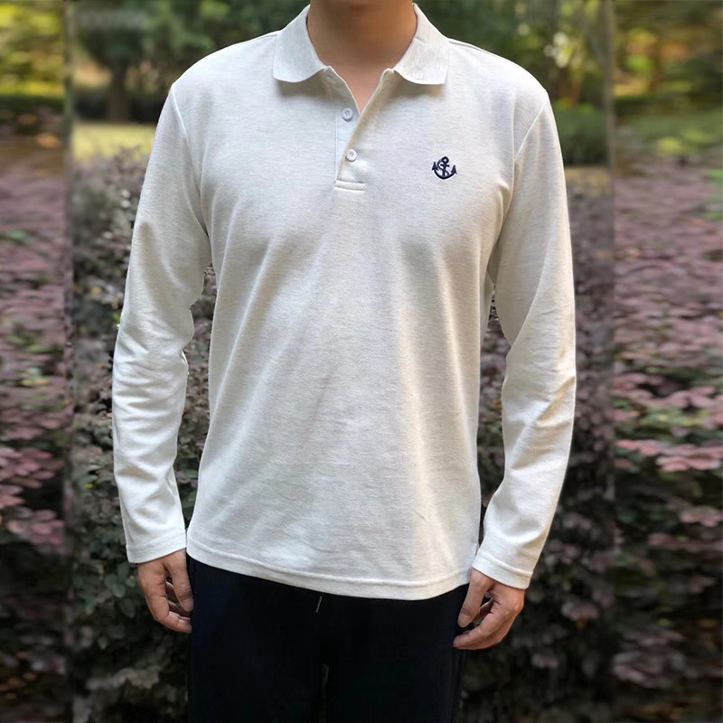 Spring and Autumn Long Sleeve Lapel T-shirt Long Hang Antibacterial Suit Physical Suit Military Fans Cotton Interior Dress Leisure Sports T-shirt