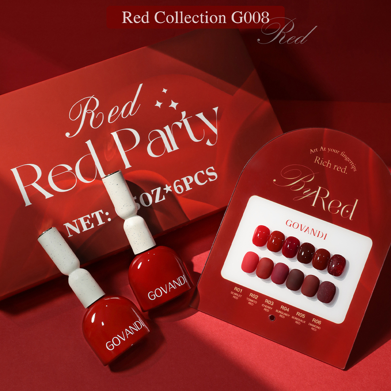 Govandi Jiafan Di Red Party 6-Color Red Series Nail Polish Gel Set for New Year, Christmas, and Chinese Red Nail Art Govandi Jiafan Di Red Party 6-Color Red Series Nail Polish Gel Set for New Year, Christmas, and Chinese Red Nail Art