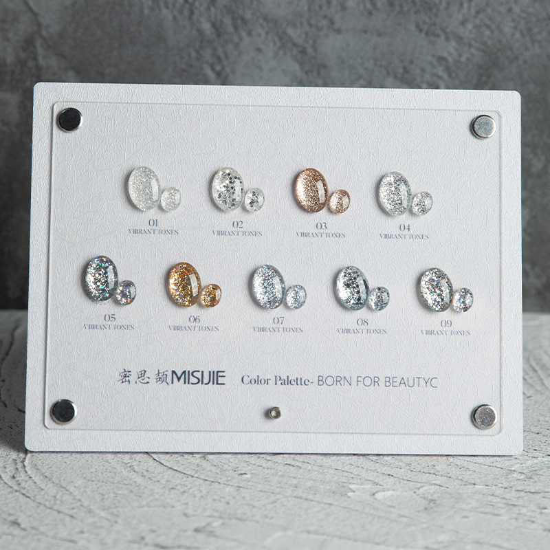 Misijie 9-Color Nail Polish Gel Set with Gold and Silver Iridescent Glitter, Specially Designed for Nail Salons