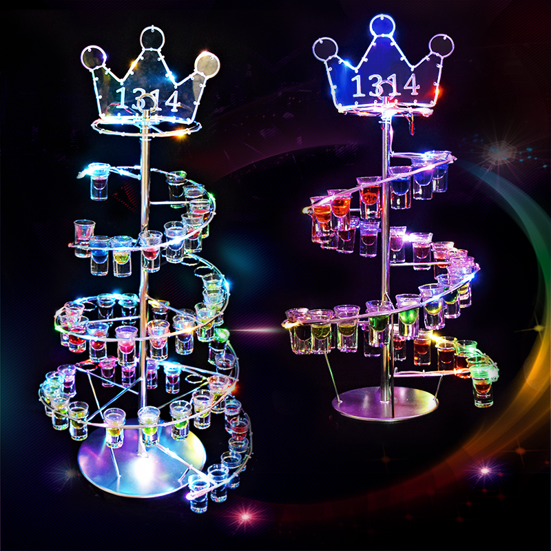 Bar champagne tower luminous cocktail cup holder set KTV bullet Cup charging Creative led flashing light iron wine rack