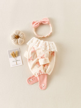 Full cotton era official shop baby spring and autumn jumpsuit foreign girl baby shirt printing rabbit triangle ha