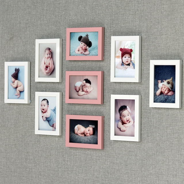 Combination Photo Frame 5 Inch 6 7 8 10 Simple Wall-Mounted Combination Multi-Color Photo Frame Sofa Background Wall Decoration Baby Photo