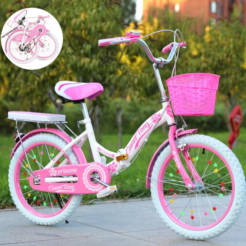  Bicycle children's medium and large children without auxiliary wheels Nine children little girl Ocean riding pink inflatable tires five years old