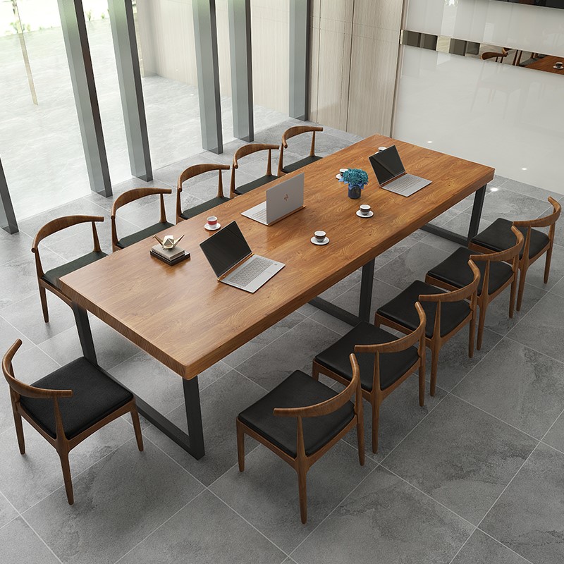 Solid wooden table loft table table and chair combined desktop desk desk modern simple long table negotiation