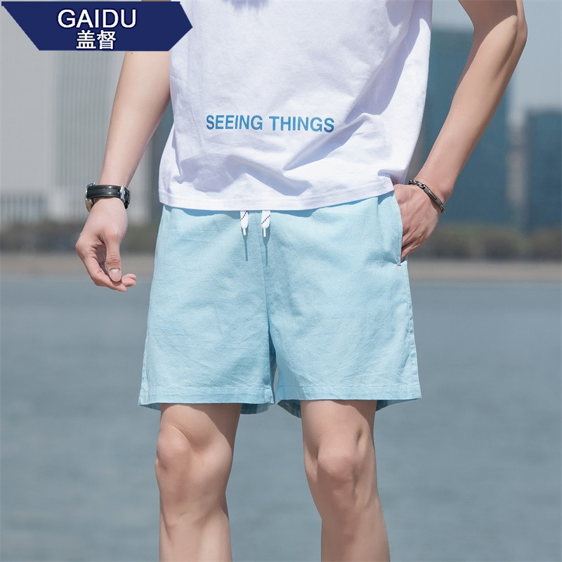 2026 Summer New Style Pure Cotton Trendy Casual Outerwear Thin Loose Beach Sports Shorts Men's Three-Quarter Length Shorts
