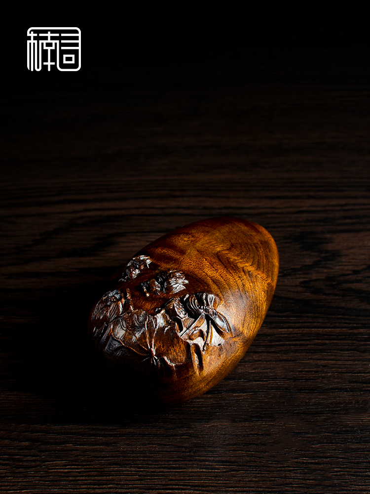 Nanxunwu wood gloomy wood gold silk Nanmu Jinyu Mantang wood color pendant handmade necklace pendant toy