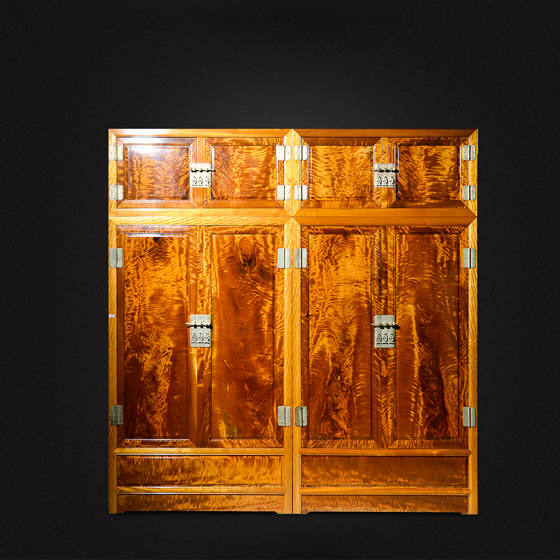 Nanxun gold silk nanmu top box cabinet solid wood wardrobe home bedroom locker four-door wardrobe home collection