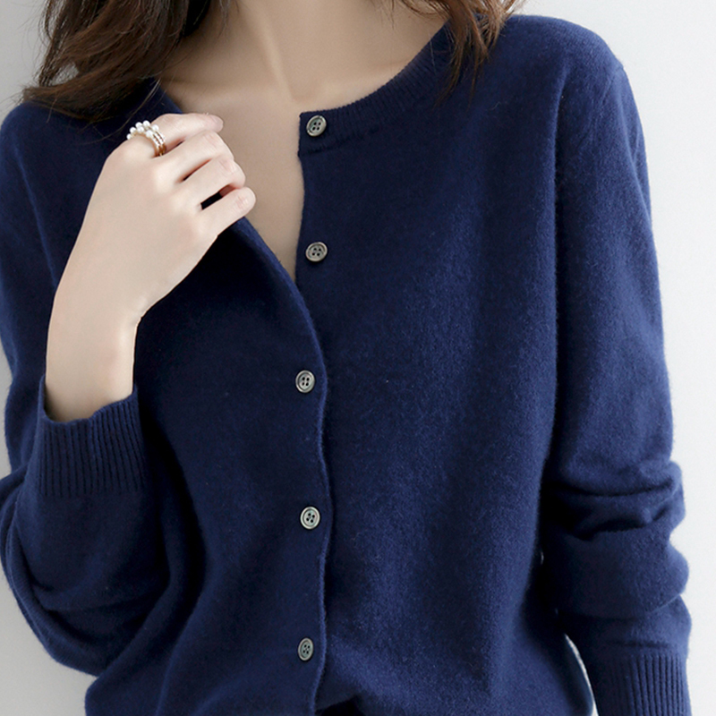 Knitted Round-Neck Cardigan Women's Sweater Jacket Early Spring, Early Autumn and Winter New Style Long-Sleeved Loose Korean Style Fashionable Short Style