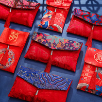 Satin change fee happy money bag a pair of newly married ten thousand yuan big red bag large high-grade luxury red bag bag cloth mother-in-law