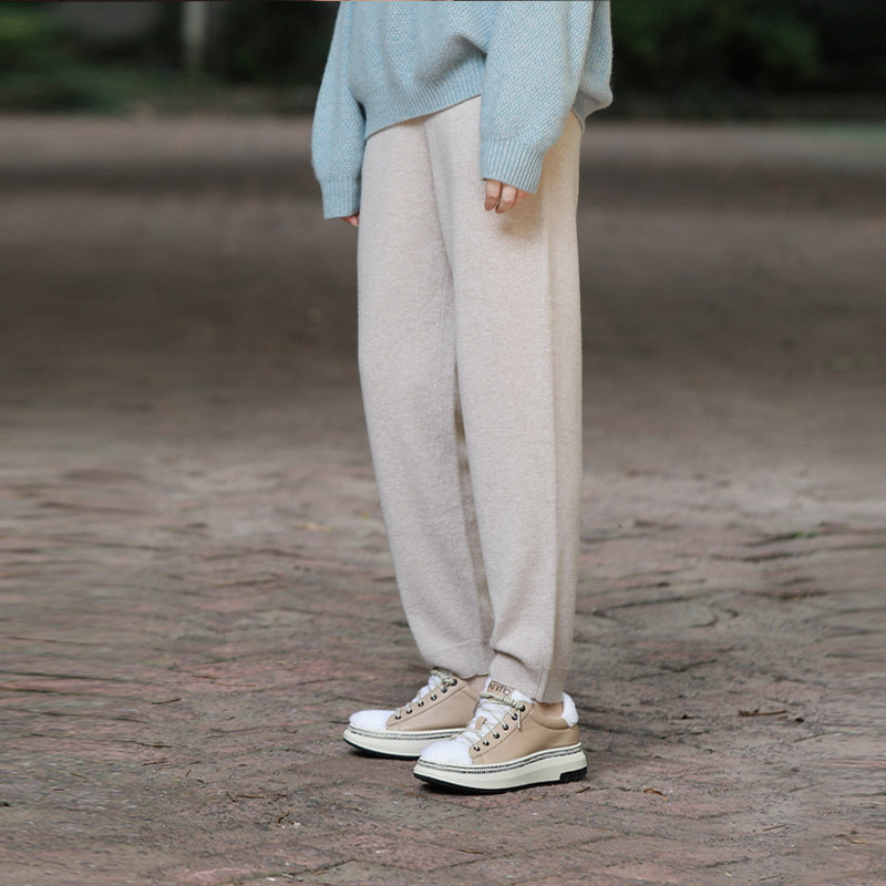 (Xodgz custom) 2021 Recommended pure kashmir wool small loose female tapered casual pants with slim length pants 990