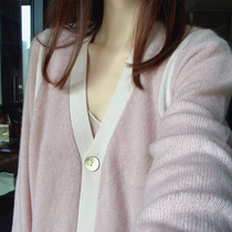 Lightly beautiful xodgz early spring white factory cashmere cardigan big cardigan female v-neck coat button