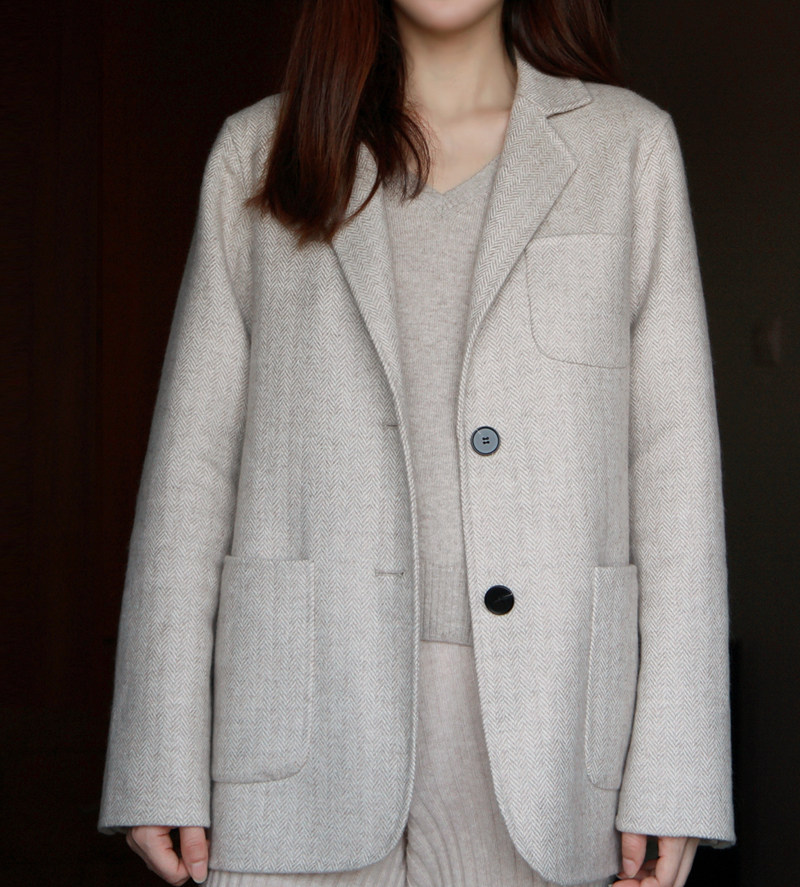 Lixiang's look Xodgz Town shop recommends pure Kashmir wool commuter simple herringbone coat women's suit