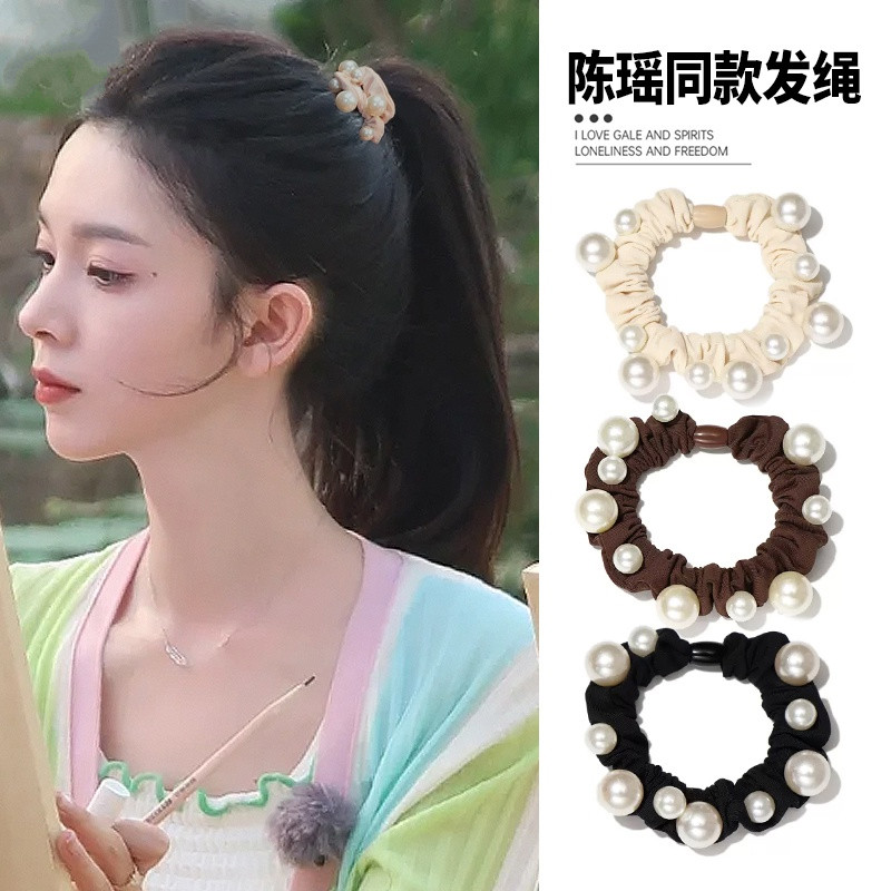 Net red 2023 The same minimalist net red hair ring large intestine ring temperament high elastic head rope coarse leather fascia women Zhair rope-Taobao