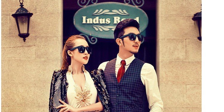 New Studio Nhiếp ảnh Đạo cụ Chủ đề Kính ảnh Kính retro Kính râm vuông lớn Đen Kính râm kính mát