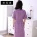 Naimao áo ngủ nữ mùa hè áo choàng tắm ngắn tay Nhật Bản trung niên mẹ yukata mùa hè mỏng phần đồ ngủ dài - Night Robe