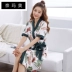 Naimao áo ngủ nữ mùa hè cotton ngắn tay yukata nữ mùa hè Phiên bản Hàn Quốc của bộ đồ ngủ một mảnh gợi cảm áo choàng tắm nữ - Night Robe quần áo ngủ nữ Night Robe
