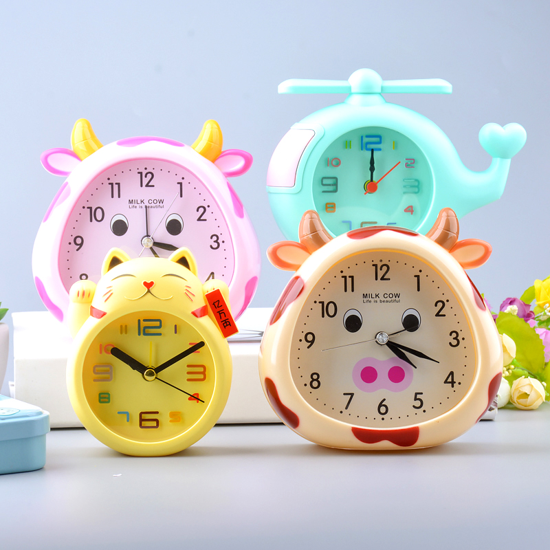 Creative cartoon alarm clock for schoolgirls with boy bedroom cute children's bedside personality lazy alarm clock