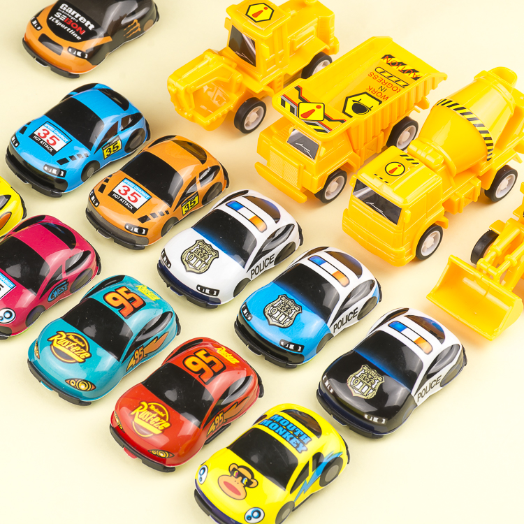 Cartoon back inertial car to help toy mini engineering car boys children's gift kindergarten prize