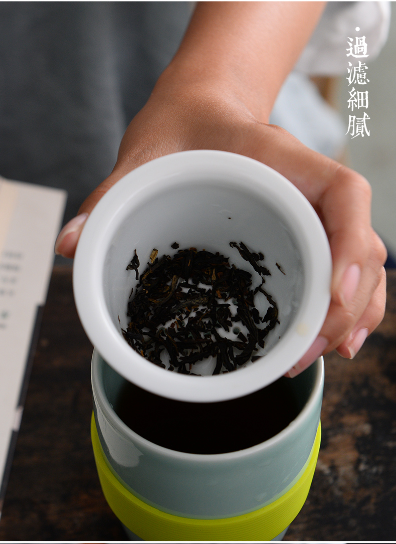 Individual cup of separation with cover tea tea cup with a cup of home office travel portable filtration ceramic cups