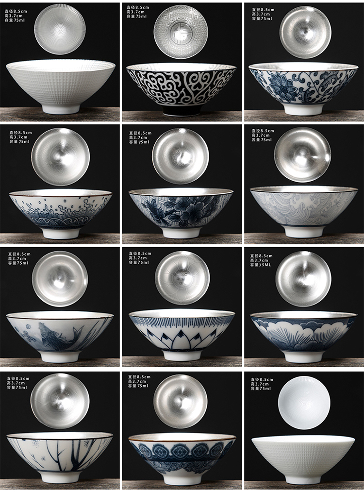 Blue and white porcelain ceramic cups kung fu small single CPU master cup tea sets tea cups at upstream bowl tea cup