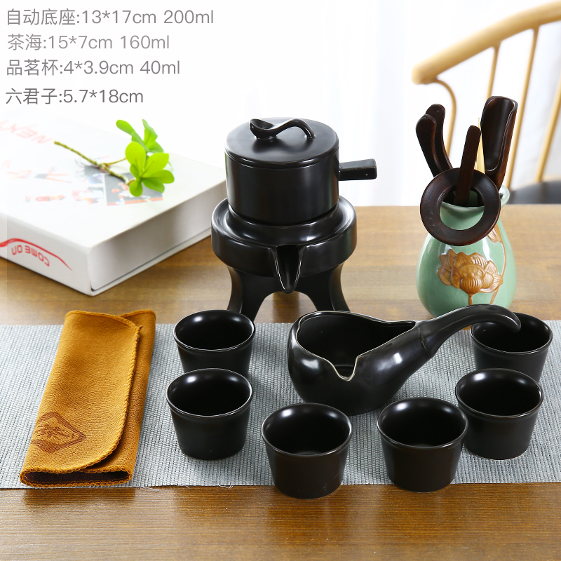 Fujian macro thick ceramic tea set suits for domestic half automatic stone mill lazy kung fu tea tea caddy fixings tea cup