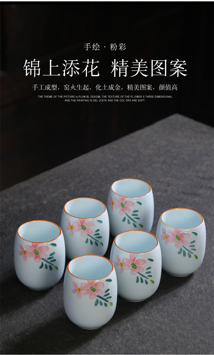 Japanese checking sample tea cup kung fu tea set of blue and white porcelain teacup large - sized hand - made ceramic personal single CPU master CPU