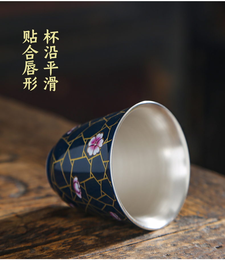 Ceramic tea tasted silver gilding master cup of blue and white, single CPU household kung fu tea tea cup single sample tea cup customization