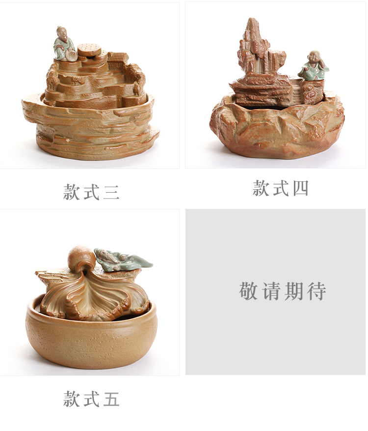 Ceramic tea pet furnishing articles, the young monk waterscape water fountain aquarium desktop zen sitting room interior decorations