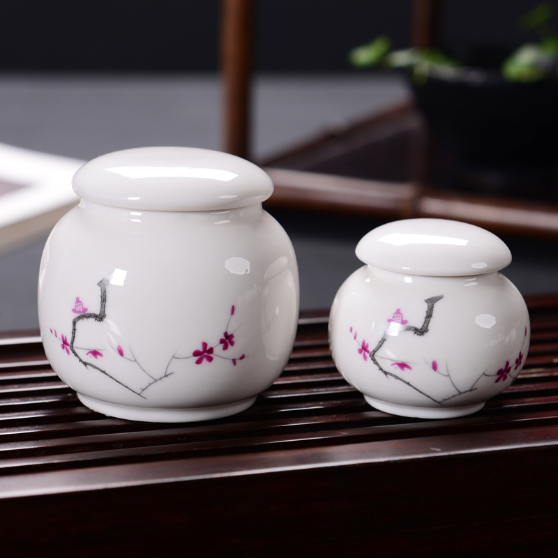 Blue and white porcelain tea pot ceramic small mini portable travel sealed as cans receives moistureproof box storage tanks