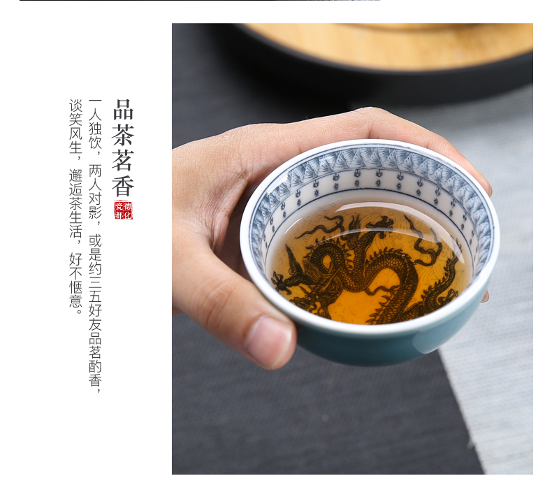 Pad printing full color blue and white porcelain kung fu tea set home office gifts tea tureen gift cups little suit