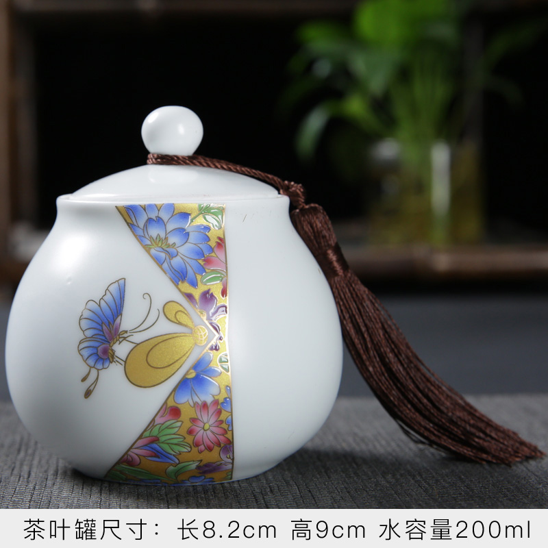 Inferior smooth ceramic creative caddy fixings puer tea pot small mini green porcelain jar sealed as cans portable wake receives boxes