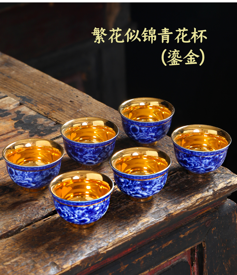 Tasted silver gilding masters cup size of blue and white porcelain teacup retro individual cup of kung fu tea set single glass ceramic bowl sample tea cup