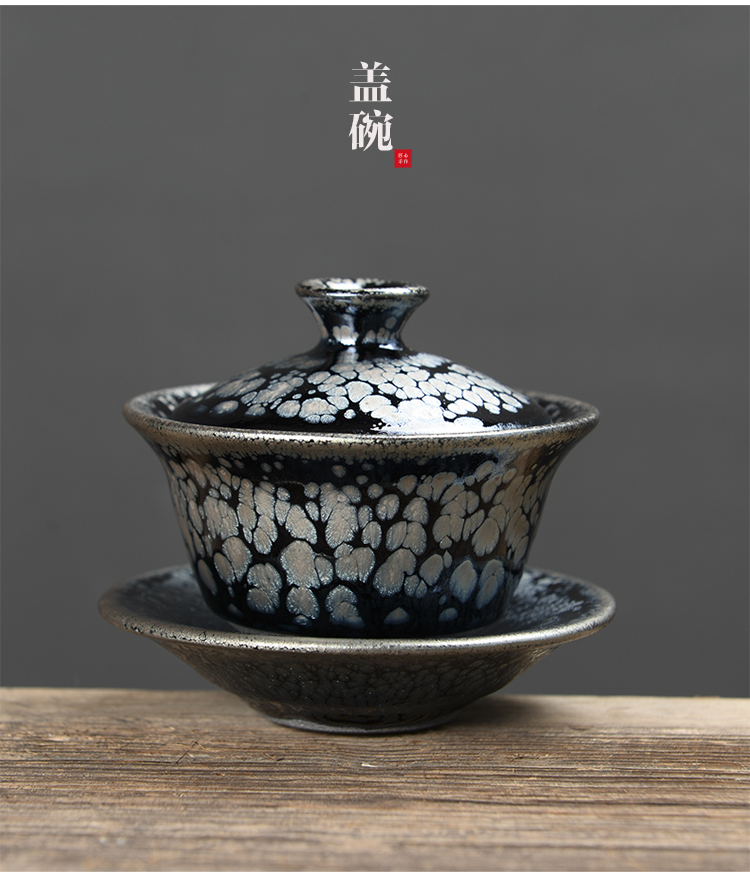 Coppering. As question light silver tea set suit oil droplets iron tire of a complete set of kung fu ceramic household tureen sterling silver cup teapot