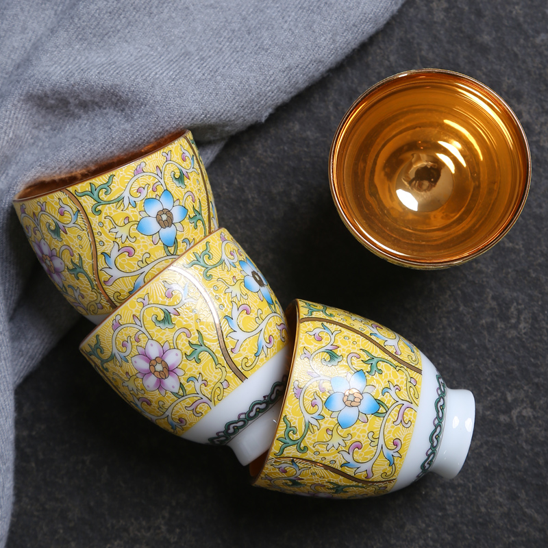 Jingdezhen pastel grilled ceramic individual cup single cup six set household contracted and I creative teacups suits for