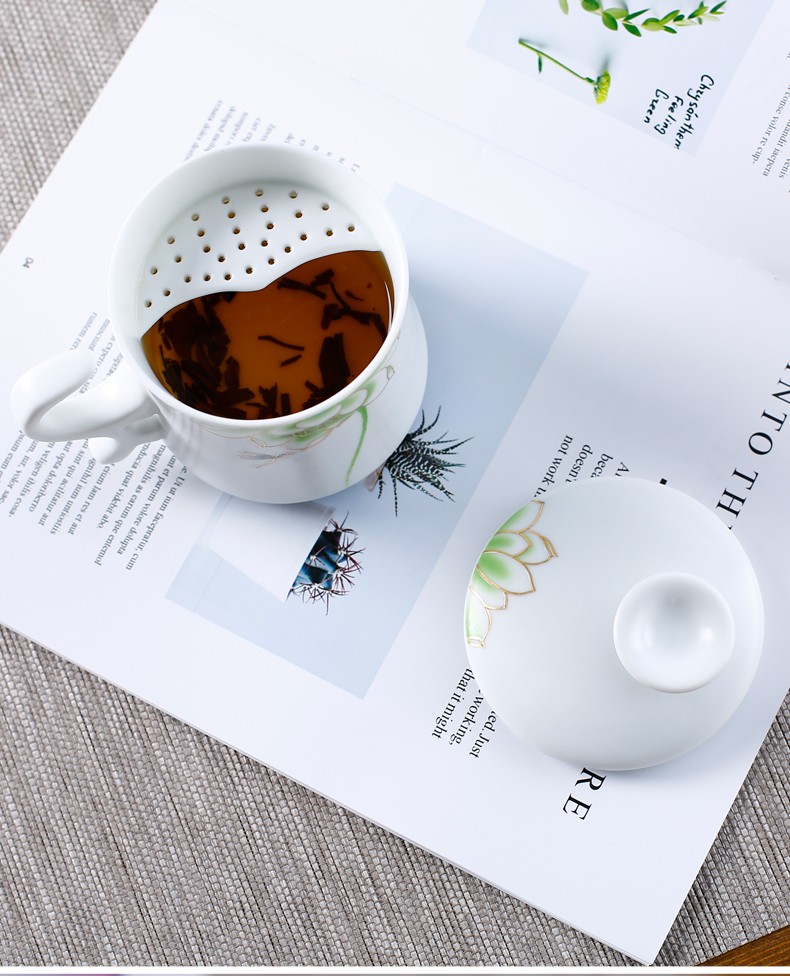 Celadon mugs jingdezhen office cup manual pastel colored enamel porcelain cup with cover filter cups