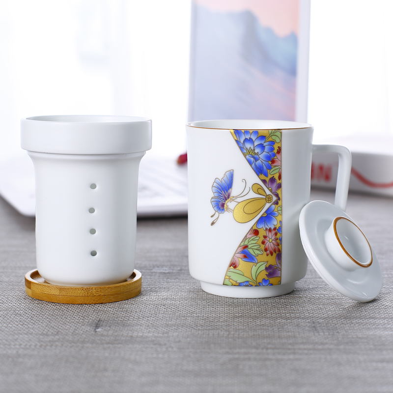 Celadon ceramics with cover large capacity filter separation tea tea cup cup portable personal office tea cups