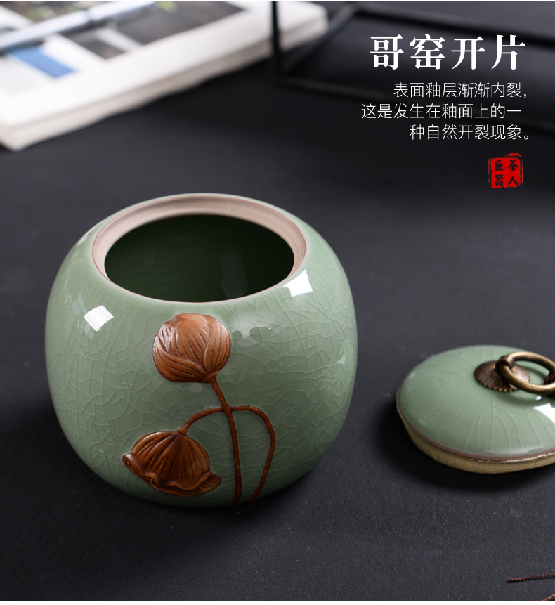 Elder brother up caddy fixings ceramic moistureproof pu 'er celadon tea sealed as cans of violet arenaceous caddy fixings tanks of household