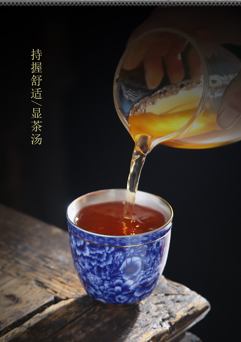 Kung fu master small ceramic cups of individual single cup bowl of jingdezhen blue and white porcelain tea set a single tea cup