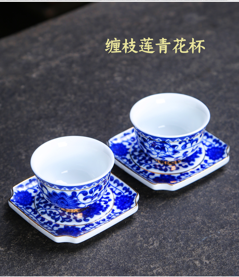Kung fu tea ceramic masters cup hand - made paint sample tea cup all hand jingdezhen blue and white porcelain cups tea sets