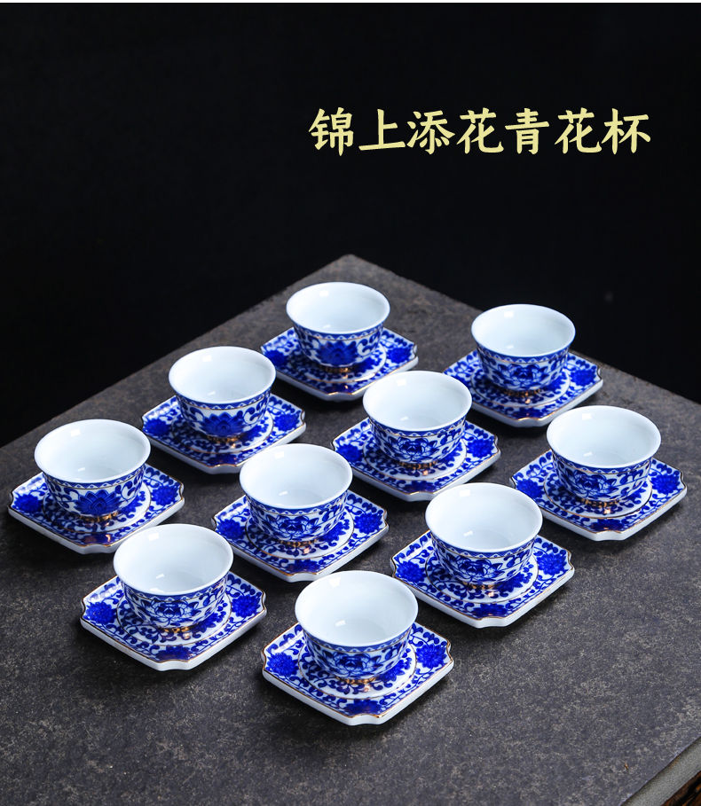 Kung fu tea ceramic masters cup hand - made paint sample tea cup all hand jingdezhen blue and white porcelain cups tea sets