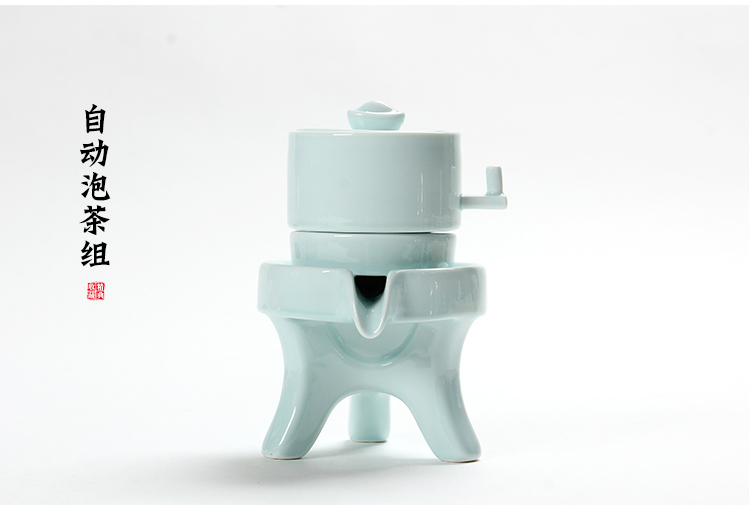 Tea restoring ancient ways suit household stone mill creative ceramic teapot kung fu Tea cup half full automatic lazy