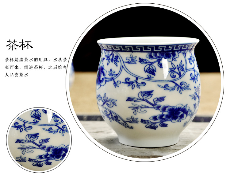 Fujian macros tea set ceramic prevent hot double CPU kung fu tea cup Chinese blue and white porcelain teapot household contracted