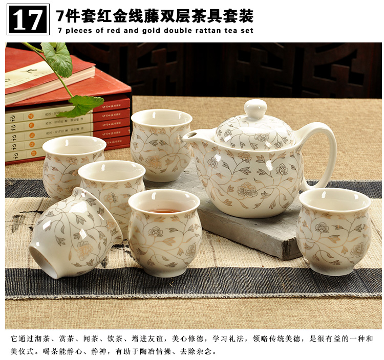 Fujian macros tea set ceramic prevent hot double CPU kung fu tea cup Chinese blue and white porcelain teapot household contracted