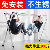 Balcony stainless steel floor-to-ceiling folding drying rack balcony quilt household telescopic outdoor windproof padded clothes rack