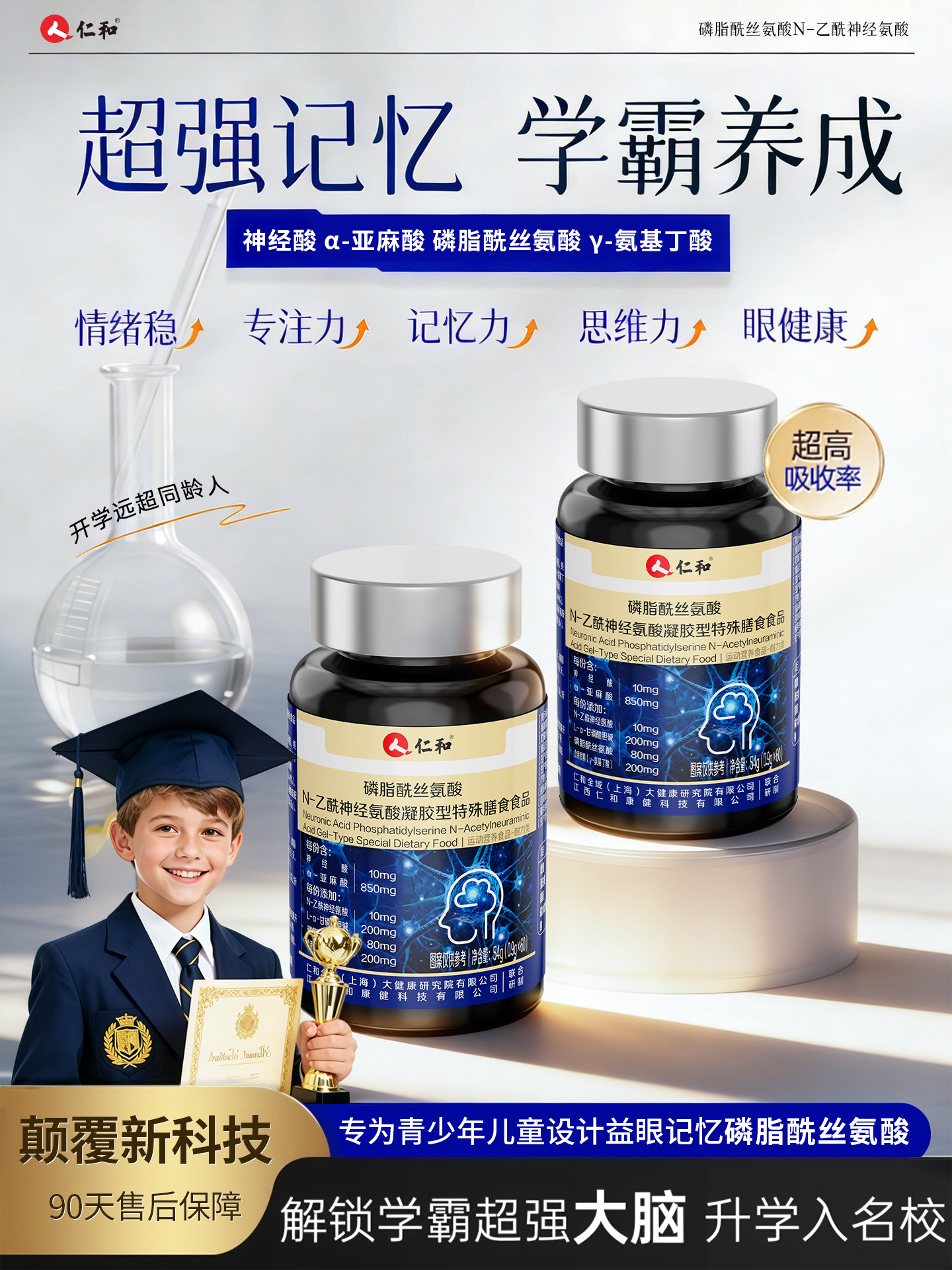 Phosphatidylserine Enhances the Memory of Adolescent Students by Supplementing Acetylneuraminic Acid and Dha for the Brain. Official Product